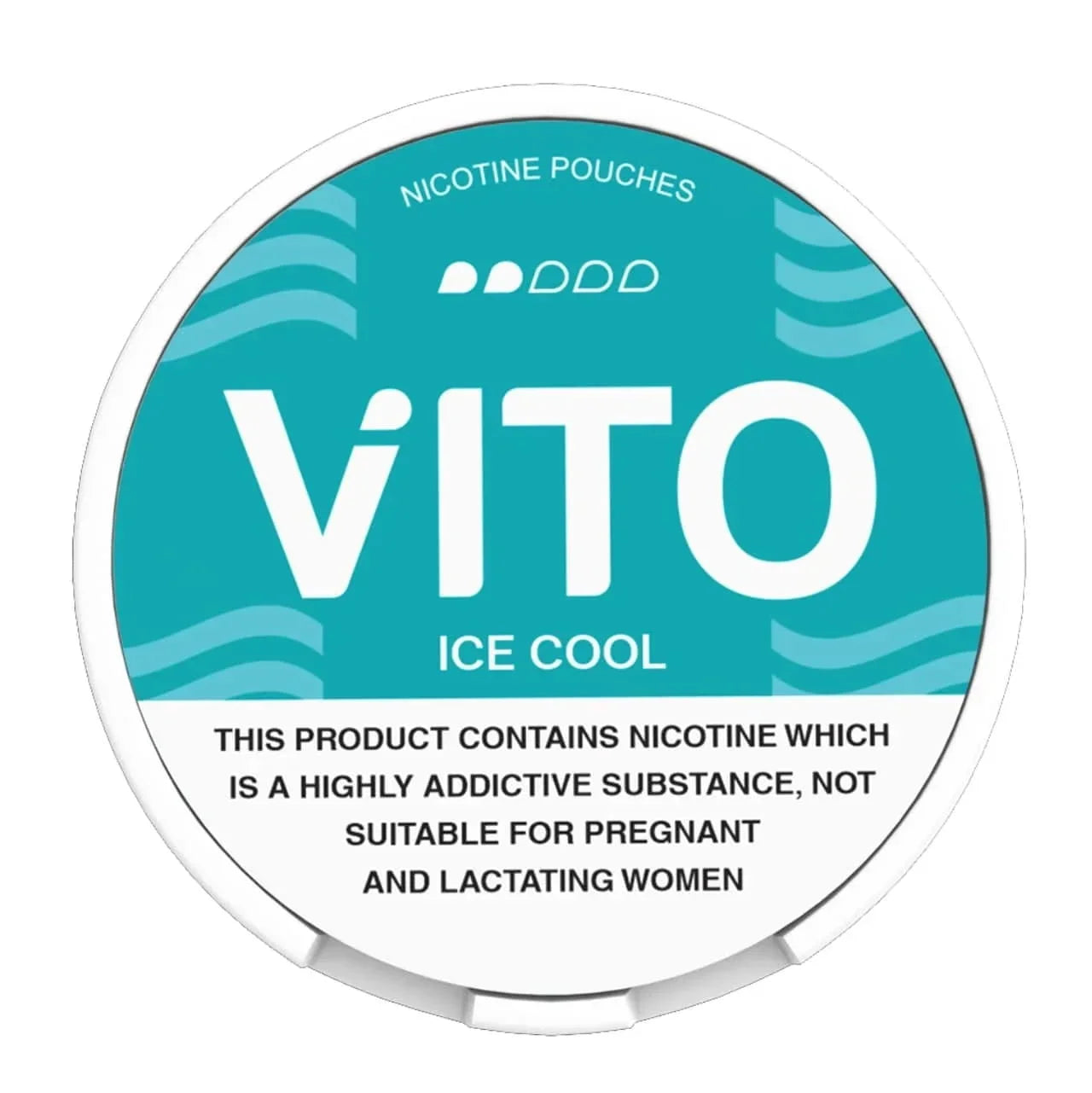 Vito Ice Cool 6mg nicotine pouch container with warning text on a white background