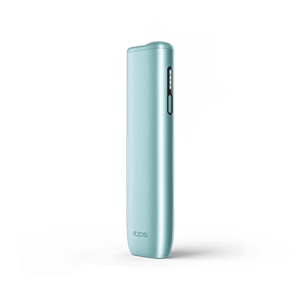 Light blue iluma i one device with 'IQOS' branding on a transparent background