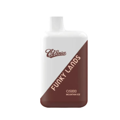 Mountain Ice Disposable vape with 'funky Lands' branding on a white background