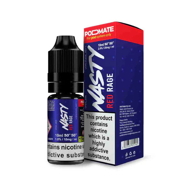 Nasty Red Rage nicotine juice bottle and packaging