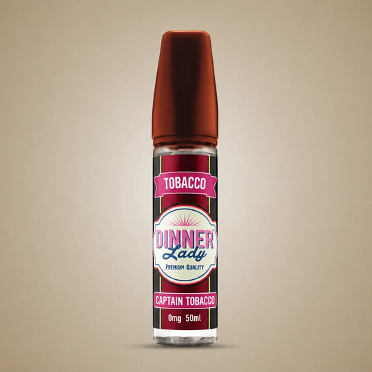A 50ml bottle of Dinner Lady Captain Tobacco e-liquid