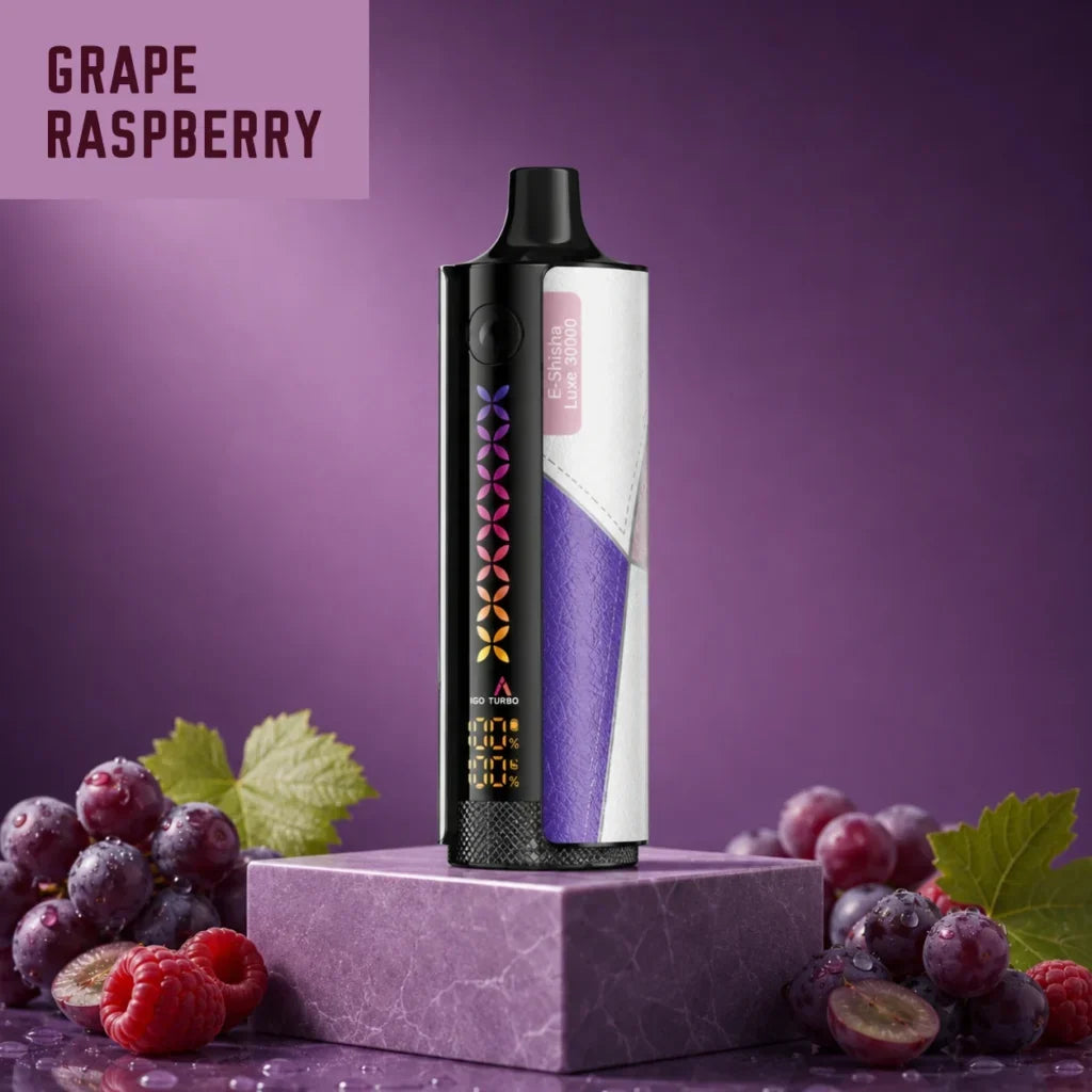 Elfbar E-Shisha Luxe 30000 puff disposable vape - grape raspberry flavour