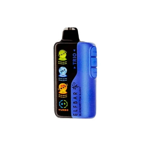 Vape device with ELF BAR TRIO branding on a white background