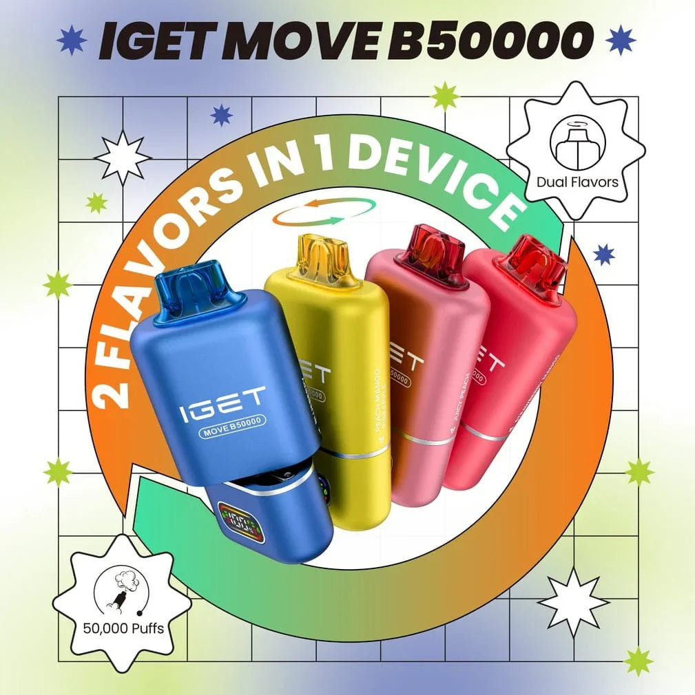 IGET Move B50000 device with four colorful pods on a gradient background