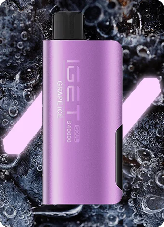 iget soul vape device- grape ice, with grapes in background