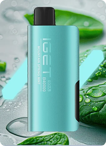 iget soul vape device- mountain spring mint, with mint leaves in background