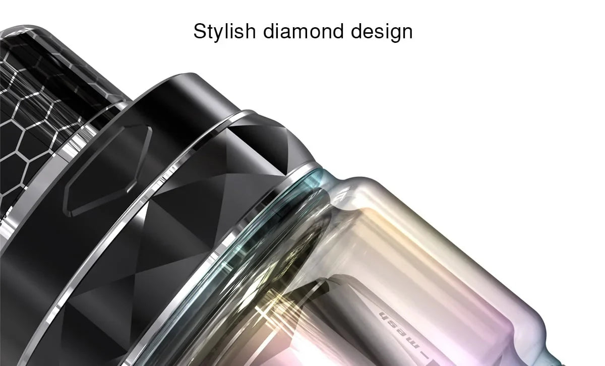 Close-up of a stylish diamond design on a ijoy diamond baby vape tank