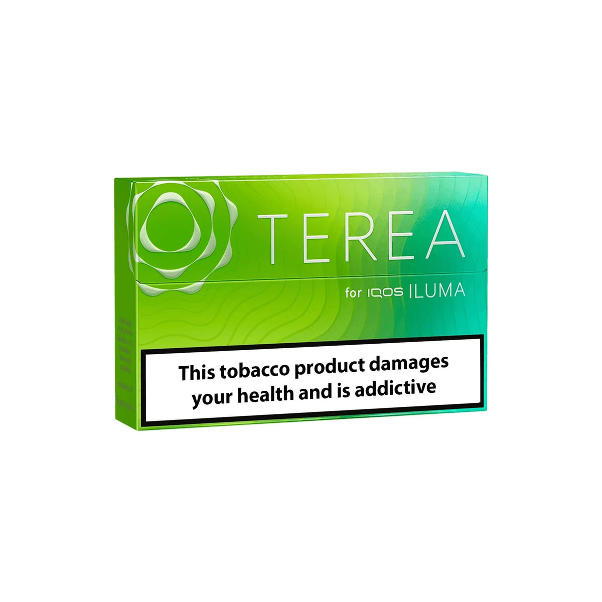 Green packaging of Terea bright wave for iQOS ILUMA on a white background