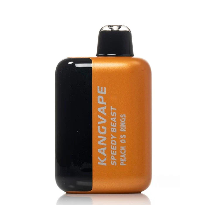 Kangvape speedy beast x - peach o's rings vape device with black and orange design on a white background
