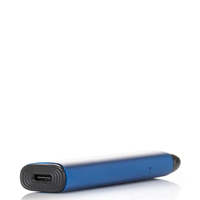 A blue caliburn a3 pod system with a black USB-C port, shown on a white background.