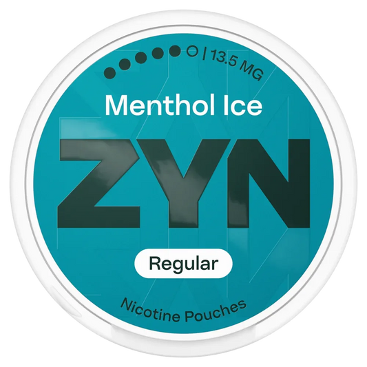 ZYN Menthol Ice nicotine pouch container on a white background